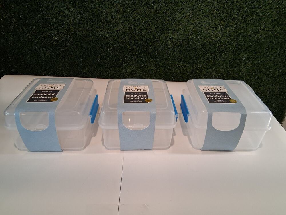 3 Pack Complete Home Reusable Sandwich Container Dual Compartment Walgreens